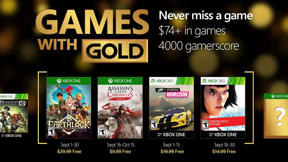 September 2016 Xbox Games with Gold Announced