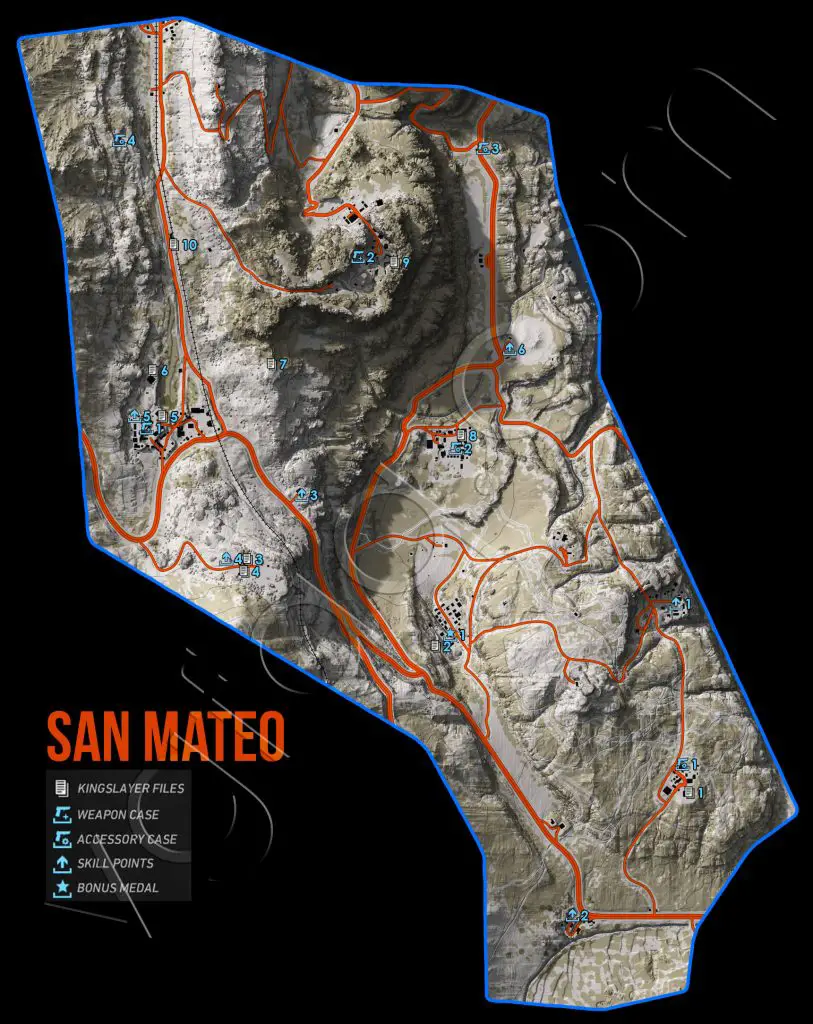 Ghost Recon: Wildlands San Mateo Collectables Map