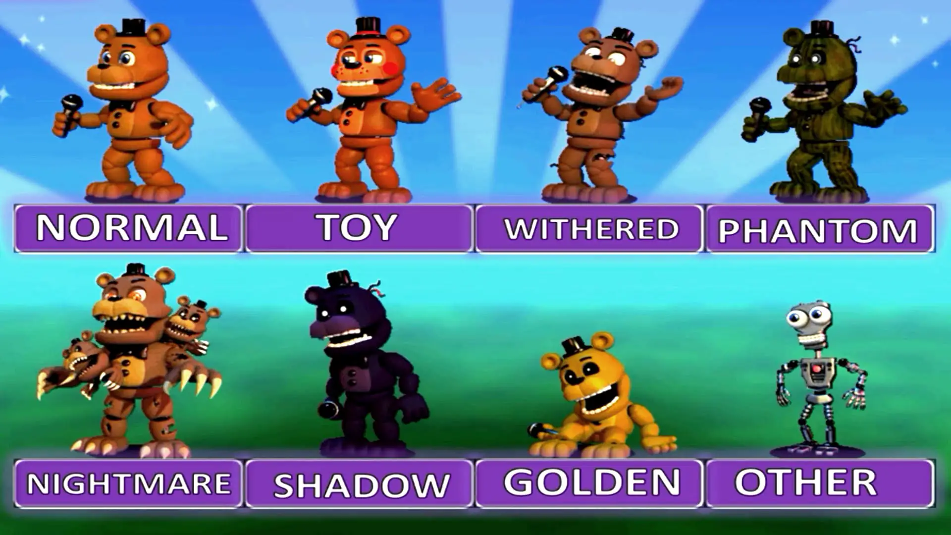 Five Nights At Freddys World Extra Menu All Characters - all fnaf characters names and pictures